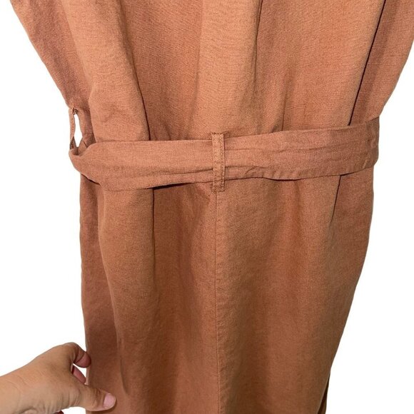 BLANKNYC Womens Belted Jumpsuit Size Medium Brown Cotton Linen Sleeveless - Picture 6 of 10
